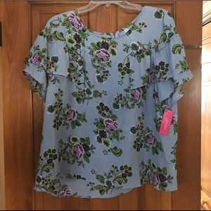 Xhilaration lt blue floral top